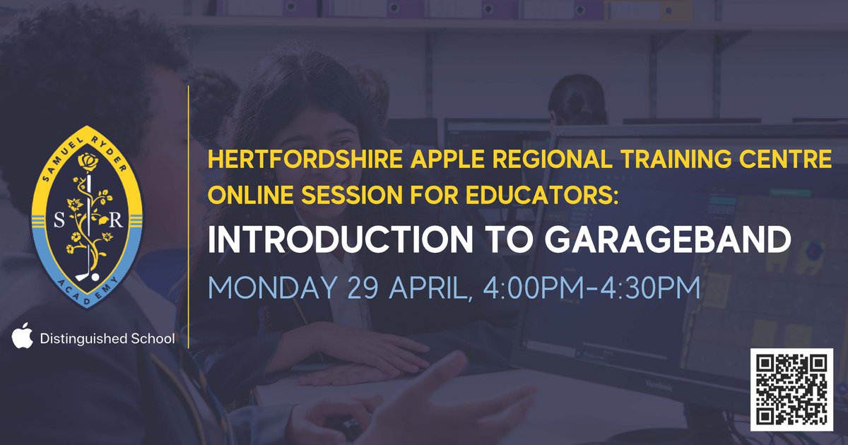 *Hertfordshire Apple RTC session: Introduction to GarageBand - Monday 29th April 2024, 4pm-4:30pm*

This online session - aimed at educators - will look at how you can create, record, edit, and mix music using virtual instruments, loops, and sound effects

tickettailor.com/events/samuelr…