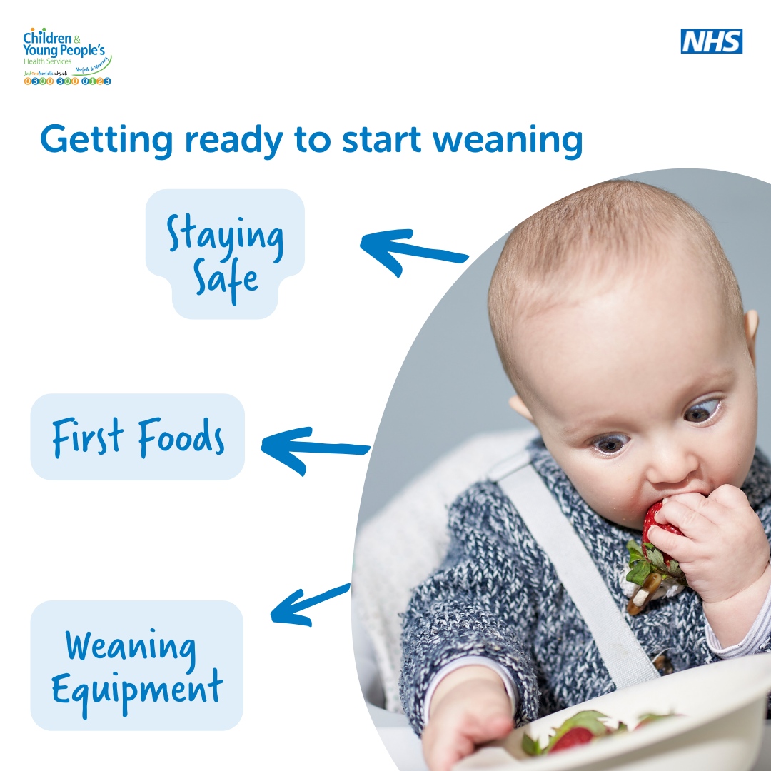 Are you getting ready to start weaning your baby? Find lots of useful information and advice here: justonenorfolk.nhs.uk/healthy-lifest…🍌🥕🥄🥣