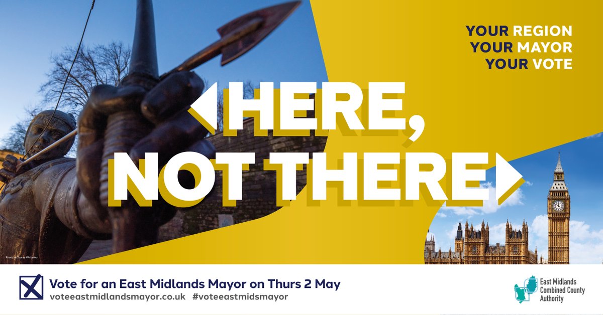 ➡️ New powers, new funding and a new voice for the East Midlands. Vote for the first ever East Midlands Mayor next Thursday on 2 May: bit.ly/3xyMmgL #VoteEastMidsMayor