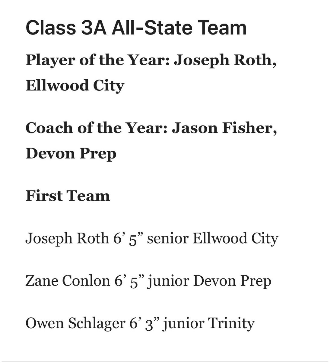 Blessed to be named to the 3A All-State First team!