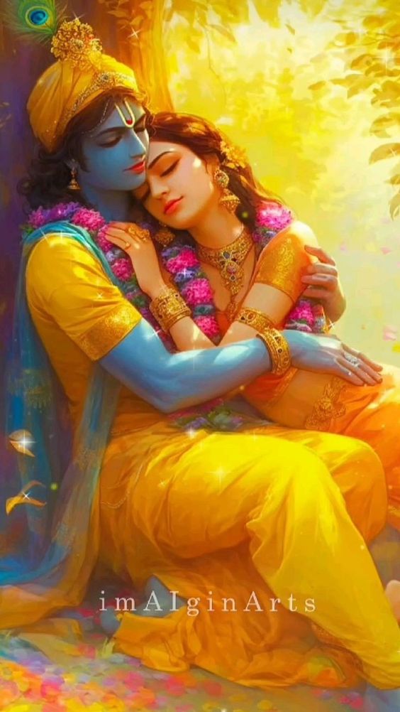 True love is immeasurable. The more that Radharani pleases Krsna, the more He pleases Her. It's a neverending loop of intense love & pleasure. She pleases Him, He pleases Her multiplied through all time & space. We are part of Them, Their love. We, too, fall in love again & again