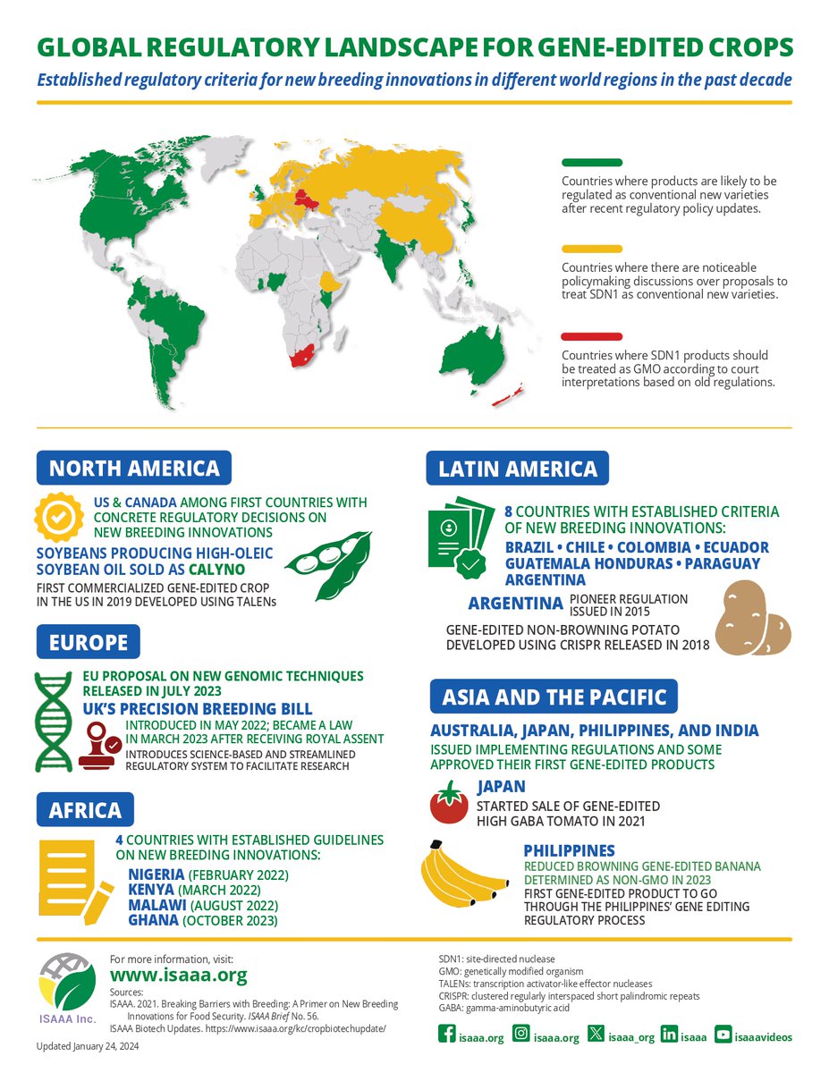 kibetwilly35's tweet photo. An infographic showing the global regulatory landscape for gene-edited crops. 
#GeneEditing https://t.co/8wPZ7dE6L4