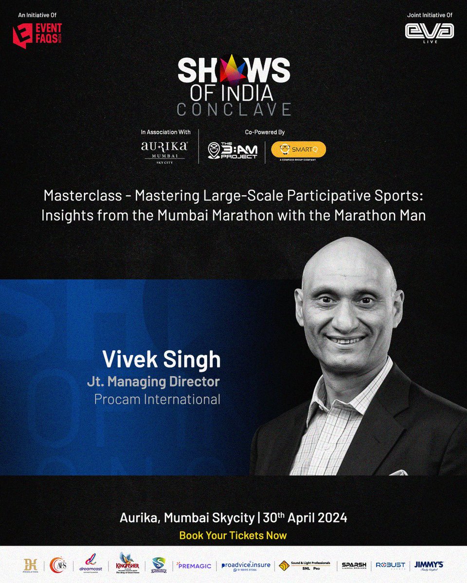 Globally marathons are receiving record participation. Go behind the scenes with Marathon Man, Vivek Singh, dives deep into what it takes to create successful large-scale participative sporting formats like the Mumbai Marathon.
Register for this masterclass!
@Shows_of_India