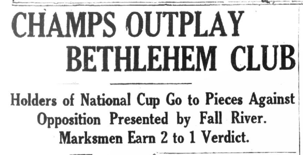MarksmenHistory's tweet photo. 1/3- OTD in 1927, the Fall River Marksmen defeated rivals Bethlehem 2-1 in the Eastern Final of the US Open Cup. The match was played in Providence, RI and had 7, 439 fans present at Kingsley Park. The clubs played in front of many soccer figures of the USFA and local officials. https://t.co/evubUu6w26