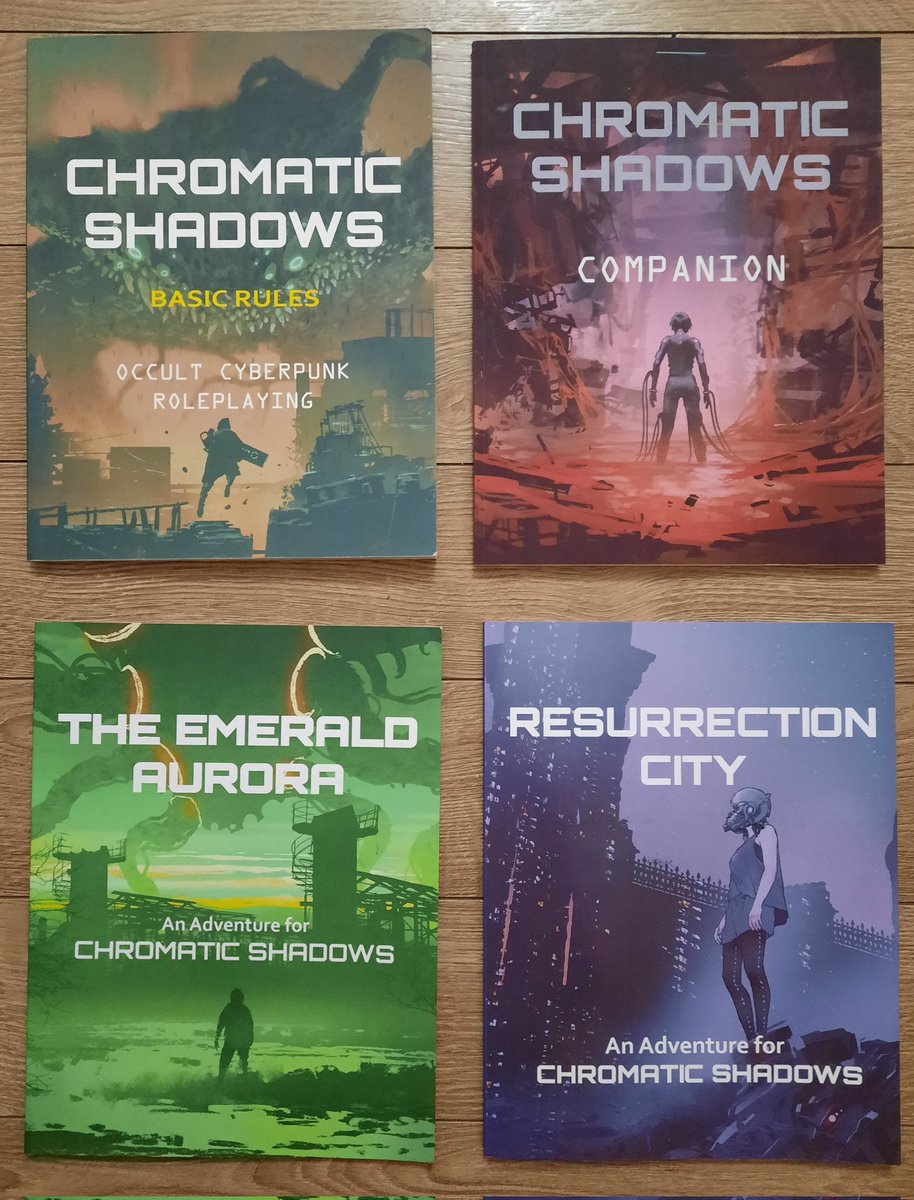 1matrixghost's tweet photo. One year ago today, I realeased the basic rules for Chromatic Shadows occult cyberpunk rpg. Since then, I've published 3 more books for the line: a major rules supplement and 2 full-length adventures. Pretty decent amount of support for a year of work. https://t.co/MDvP7Q1X64