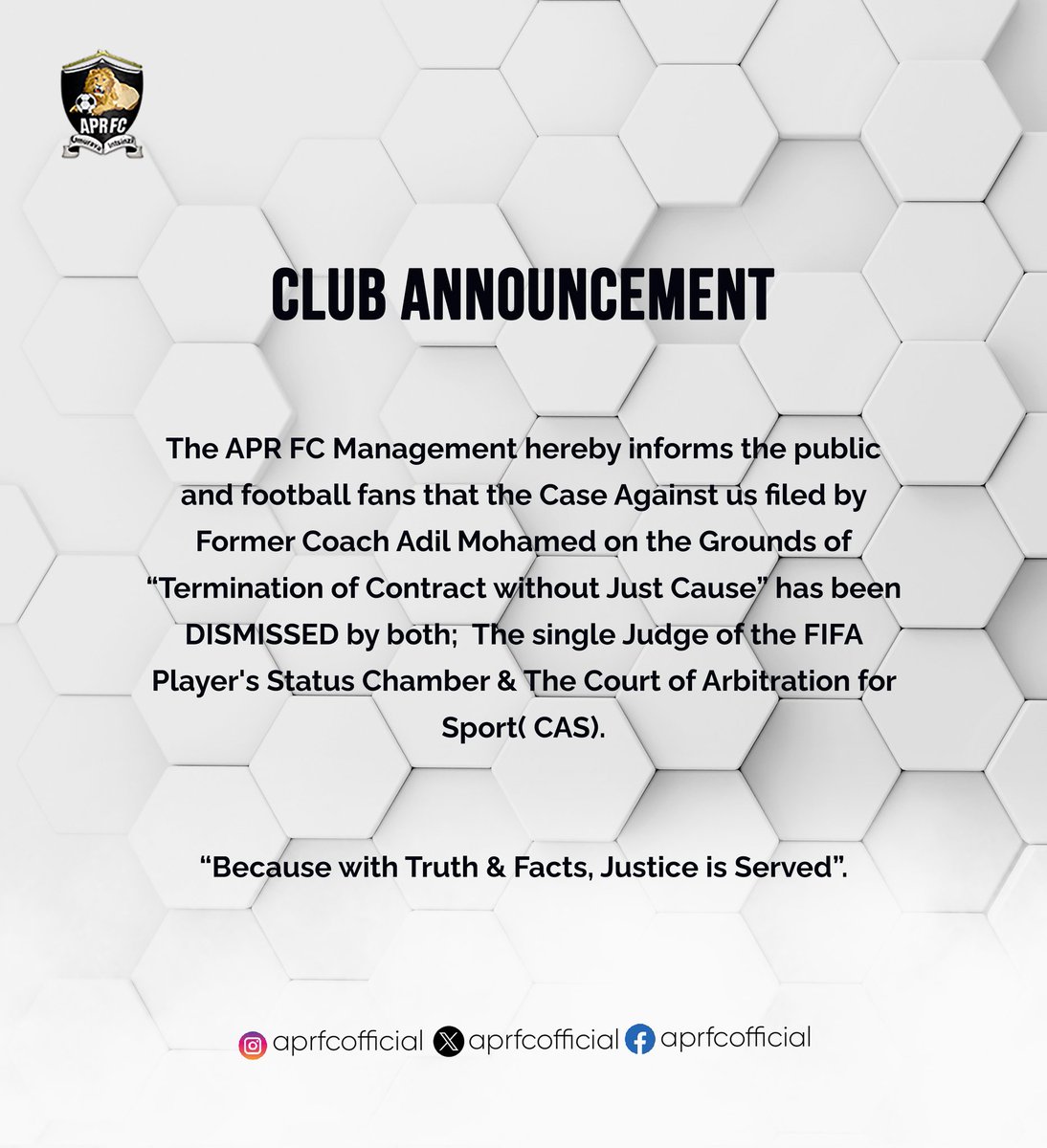 aprfcofficial's tweet photo. With Truth and Facts,  Justice was served. https://t.co/Gw9oU6d2DQ