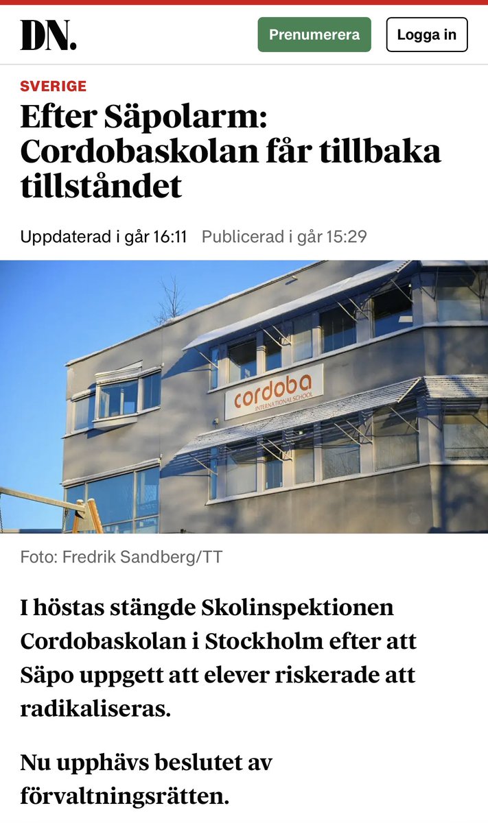 Massor med friskolor (om inte nästan alla) med muslimsk ’profil’ eller med muslimska ägare har stängts ner av Skolinspektionen med hjälpa av Säpos ’rådgivning’. 

Det har varit en ren häxjakt på friskolor som drivs av svenska muslimer, där man har hänvisat till olika vaga