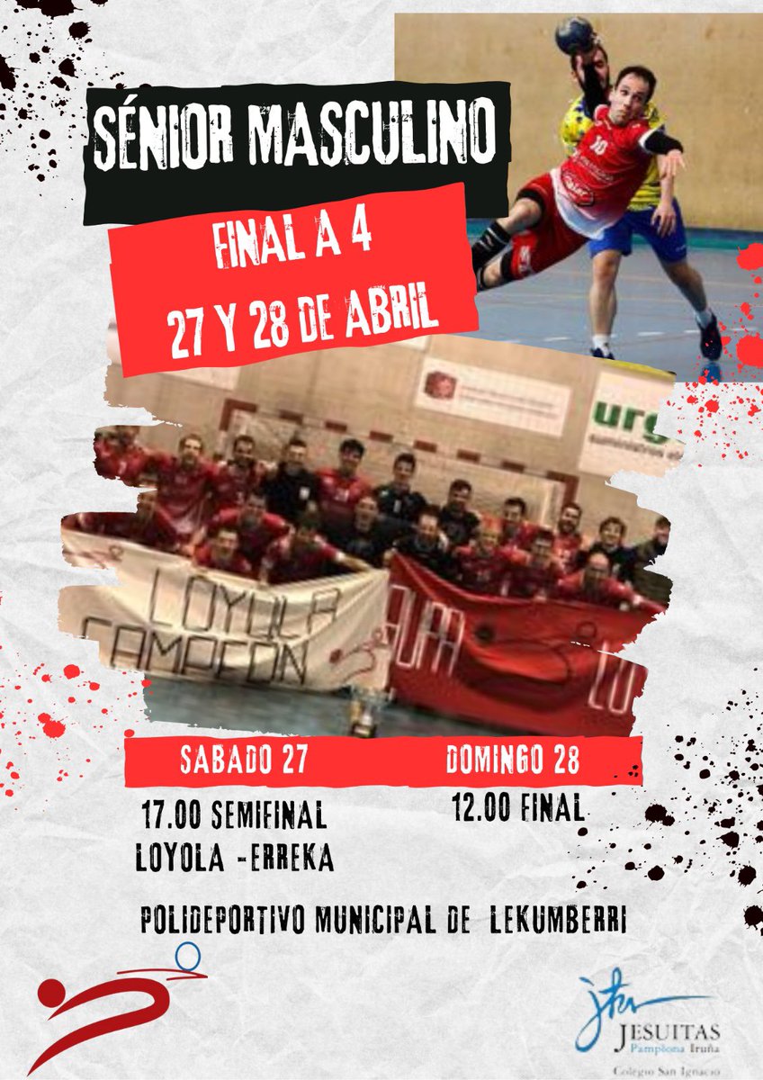 Bm. Loyola (@balonmanloyola) on Twitter photo Este fin de semana F4 senior masc, llegamos al final de temporada como líderes de la liga regular y con el objetivo de ganar el título. Un fin de semana de disfrute y mucho balonmano. Vamos rojoooossss!!!! <a href="/jesuitascolegio/">Jesuitas Pamplona</a> <a href="/FNBalonmano/">Federación Navarra de Balonmano</a> Este fin de semana F4 senior masc, llegamos al final de temporada como líderes de la liga regular y con el objetivo de ganar el título. Un fin de semana de disfrute y mucho balonmano. Vamos rojoooossss!!!! <a href="/jesuitascolegio/">Jesuitas Pamplona</a> <a href="/FNBalonmano/">Federación Navarra de Balonmano</a>