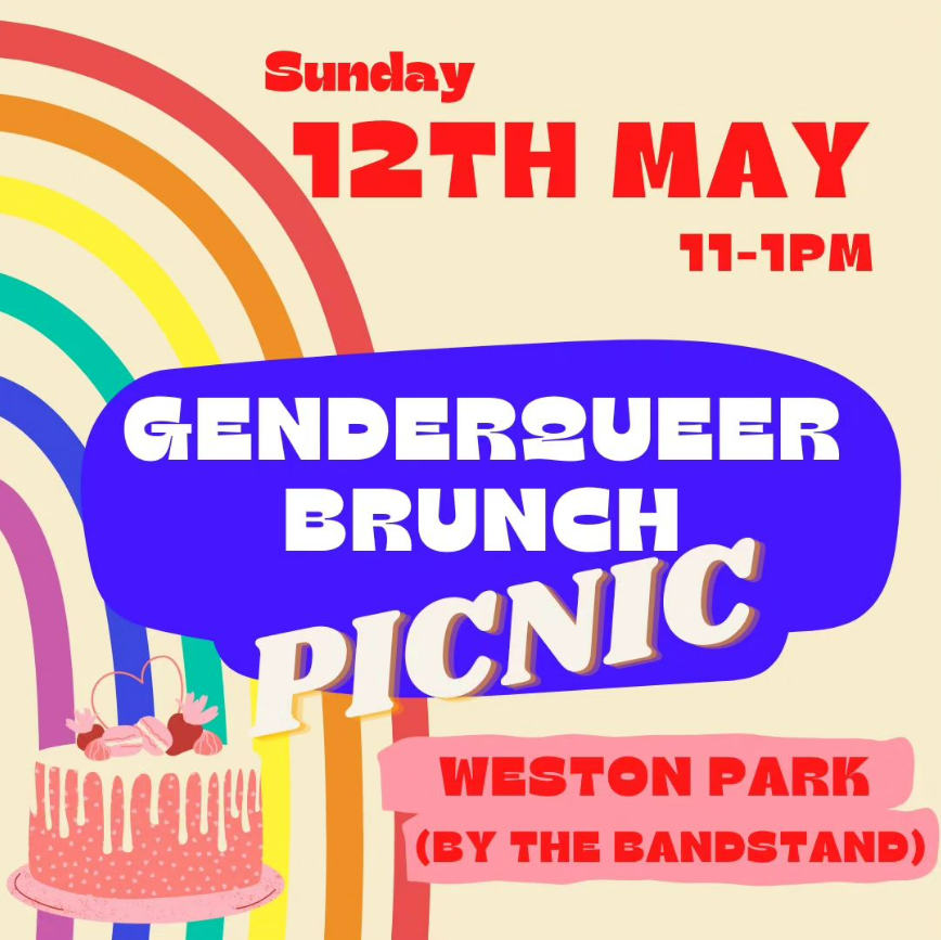 The next Genderqueer Brunch will (weather permitting!) be a picnic! Sun 12th May, 11am-1pm 

DM organisers (@genderqueerbrunch on IG) if you feel anxious about coming; someone can meet you

#QueerCommunity #QueerSheffield #lgbtq #queerbrunch #queersocial #queerevents