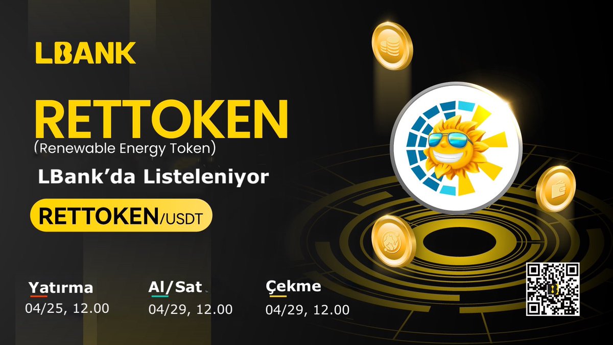 🥁 Yeni #listeleme 🌠 $RETTOKEN (Yenilenebilir Enerji Toke) LBank'ta listeleniyor！@BscRetoken RET Token, 4 Ocak 2022'de Binance Smart Chain ağı içinde oluşturulan bir BEP-20 tokenidir. 👉 Detaylar: tinyurl.com/bdfkvvb8