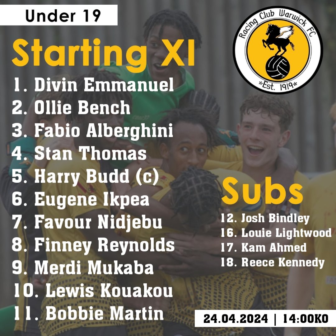 𝐓𝐞𝐚𝐦 𝐍𝐞𝐰𝐬

Heres how the U19s line up for this afternoons National League U19 Alliance game 🆚️ Boldmere St Michaels 

#UTR 🟡⚫️