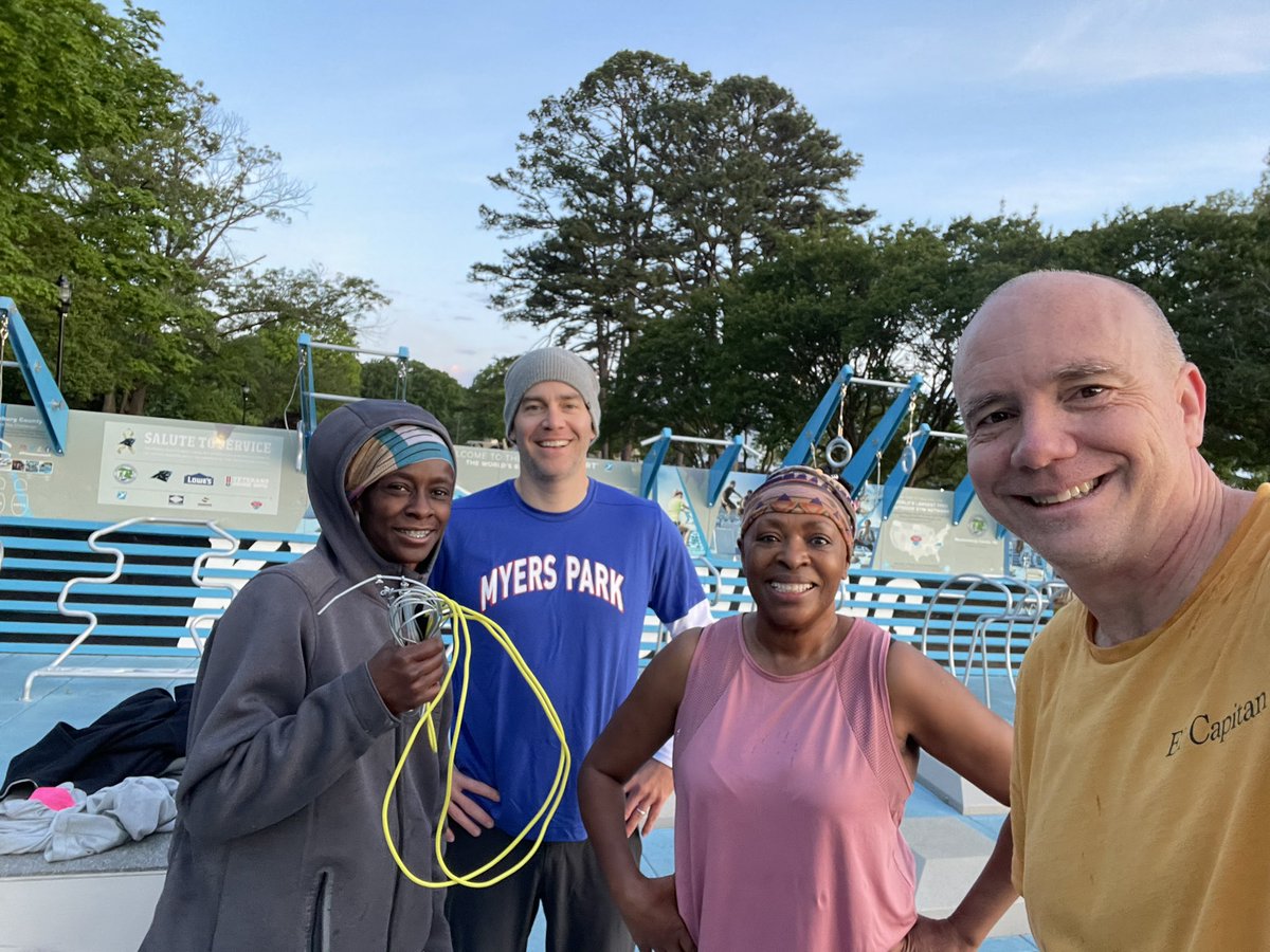 Four present and accounted for at the @VetBridgeHome #WednesdayWorkout. Frozen, Space Force, Bird, and Clementine were there. Congrats to Bird for her first time leading the workout! #BeTheBridge #VBHCLT