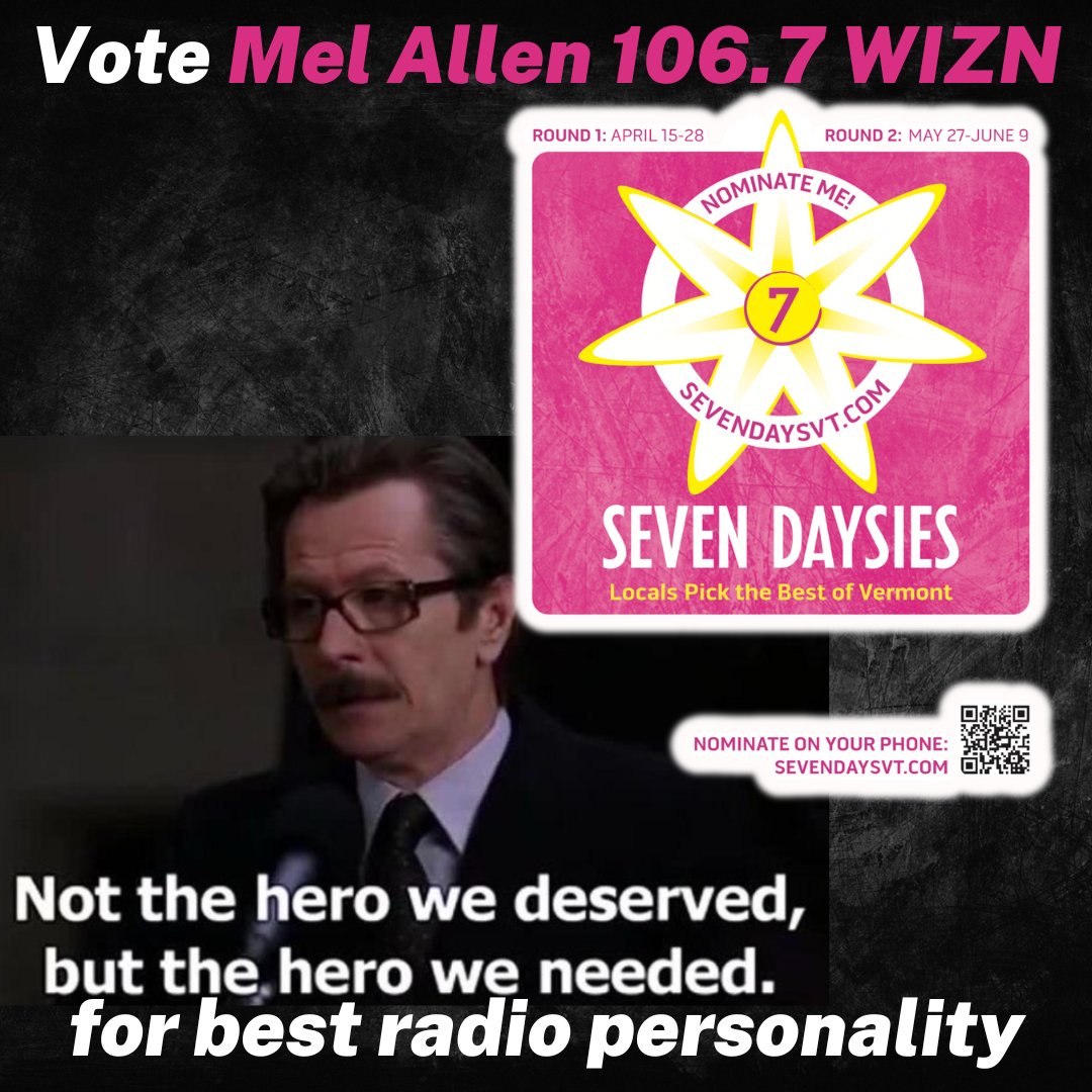 Your Boozebuddy is running for Best Radio Personality in the Seven Daysies. If you're a resident of the US, click the link to vote! ballot.sevendaysvt.com/culture/best-l… #TheHighwayToMel