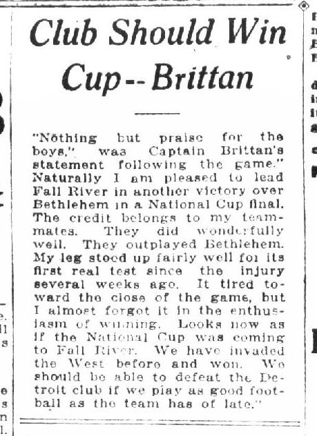 MarksmenHistory's tweet photo. 2/3- Dougie Campbell and Dave McEachran scored the goals for the Marksmen to secure their victory. Harold Brittan, Fall River legend, had returned to be player manager during the season and had the club performing well. There was confidence the Marksmen could win the cup again. https://t.co/Mbid3gmQoE