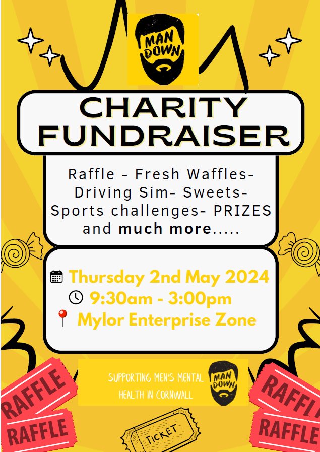 🎗️ Charity Fundraiser 🎗️ Next week our Level 3 Extended Diploma in Business students will be holding a charity fundraiser with all proceeds going to @cornwallmandown 😊 🗓️: Thursday 2nd May 2024 ⏰: 9.30 - 15.00 📍: Mylor Enterprise Zone