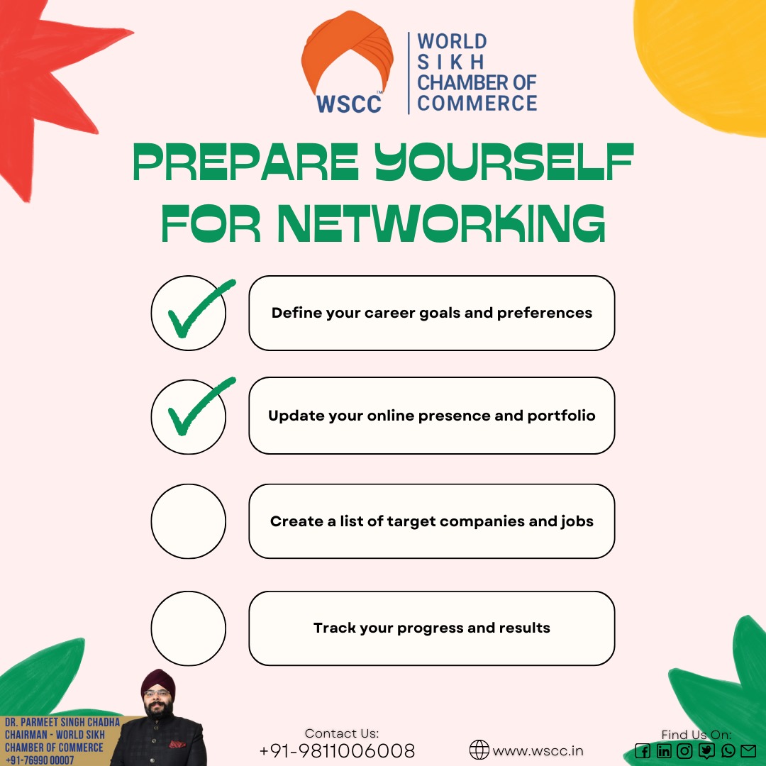 Prepare yourself for Networking

#worldwidebusiness #skillenhancement #entrepreneur #business #ceo #chamberofcommerce #ficci #phd  #sikh #wscc #wbn #tiger
#motivation #motivationalspeech #sikhcommunity #networking  #foundation  #businessmen #sikhnetworking #unifyingturban