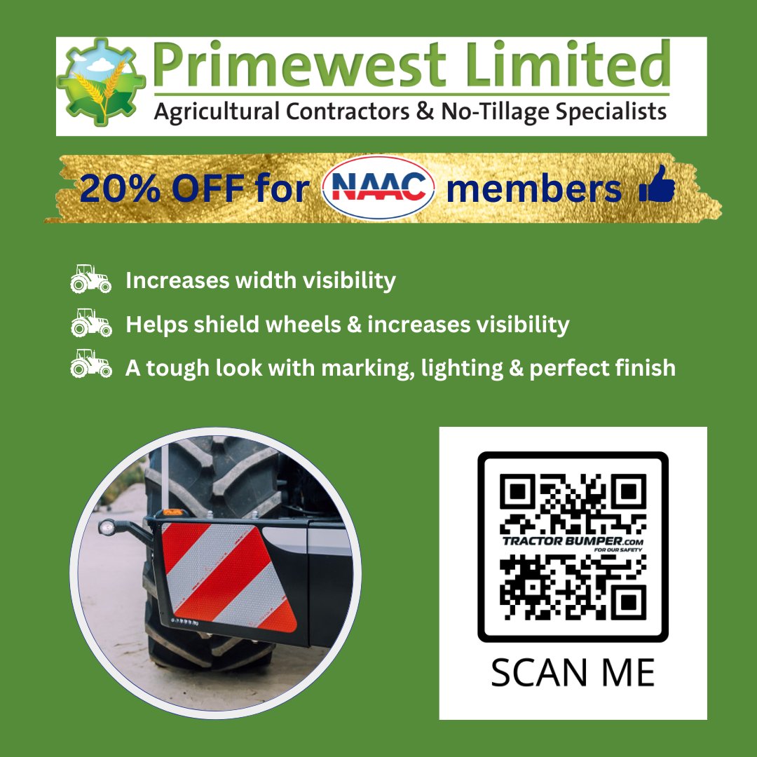 .@Primewest_ltd is offering NAAC members 20% OFF on Tractor Bumpers. Get the code @ naac.co.uk/amember/login  #Agriculture #Farming #Tractors #Contractors #TractorLife #Agribusiness #agricontracting #AgTwitter