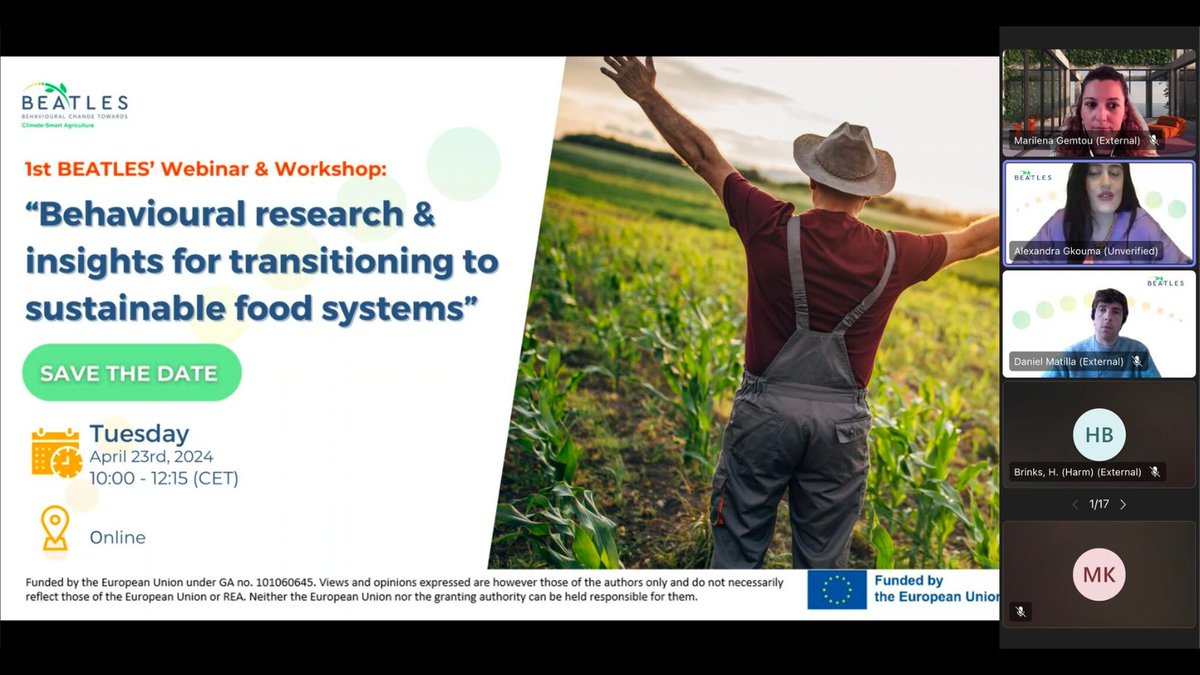 BEATLES_EU's tweet image. Our 1st webinar and workshop kicked-off, bringing together leading experts and key players to discuss findings in #behavioralresearch for transitioning to #sustainable food systems. 🌱🔍