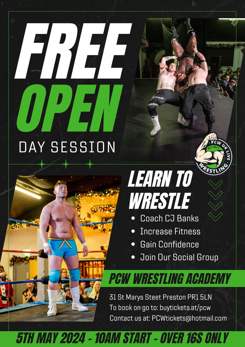 🤼‍♂️ Attention all aspiring wrestlers and wrestling enthusiasts! 🌟 On May 5th, we're offering you an exclusive opportunity to step into the ring and experience the adrenaline-pumping world of professional wrestling FOR FREE! 🎉 Book your FREE spot now at buff.ly/2xu3GUO