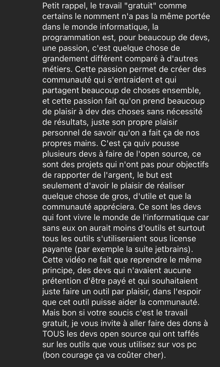 Commentaire trouvé sous la vidéo