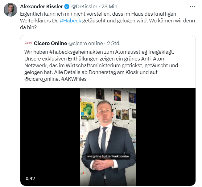 @BriHasselmann Täuschen und lügen? Habeck ist eine Gefährdung für 
Energiesicherheit und den Geldbeutel der Bürger, @BriHasselmann!