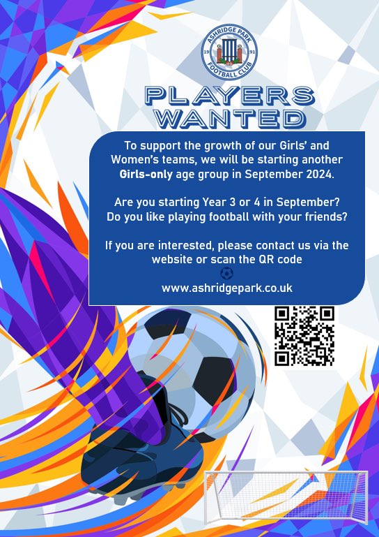 👀 Spaces available for next season and a new girls team starting! 

ashridgepark.co.uk