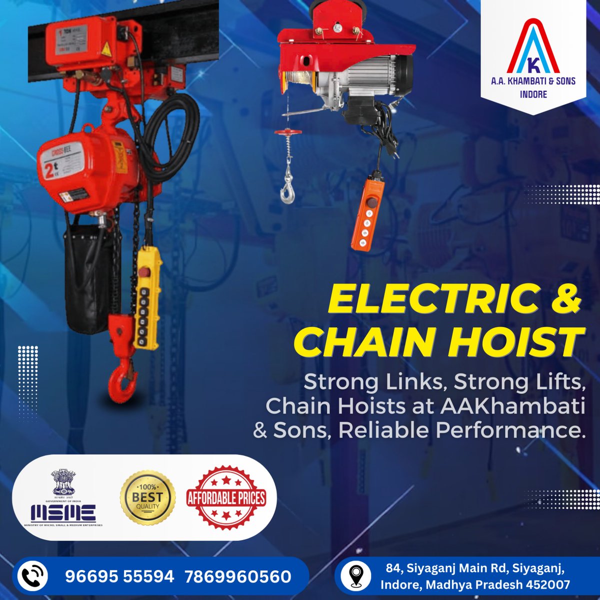 Experience the Power of Precision with AA Khambati's Electric and Chain Hoists! Elevate your lifting needs with reliability and efficiency.
.
.
.
#ElectricHoist #ChainHoist #LiftingSolutions #IndustrialEquipment #Reliability #Efficiency #QualityAssurance #AAKhambati
