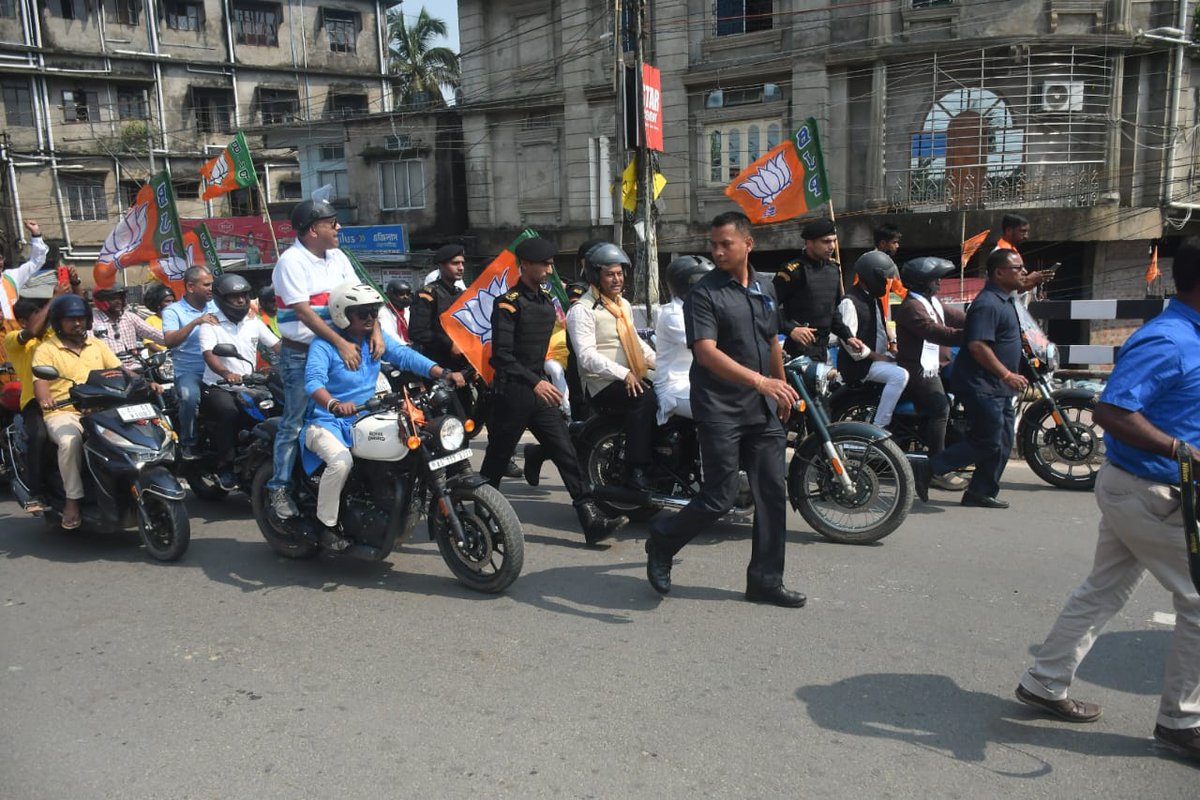 Sharing glimpses of #Silchar bike rally today. #ModiKiGuarantee #SabkaSaathSabkaVikas #AbkiBaar400Paar #PhirEkBaarModiSarkar