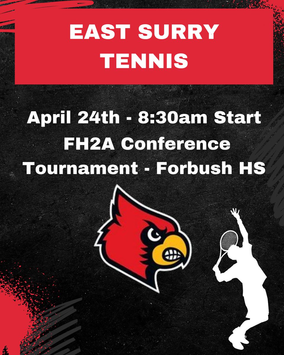 Good luck to @eshsmenstennis as they head over to Forbush this morning for the Foothills 2A Conference Tournament. Matches begin at 8:30am. Go Cards!