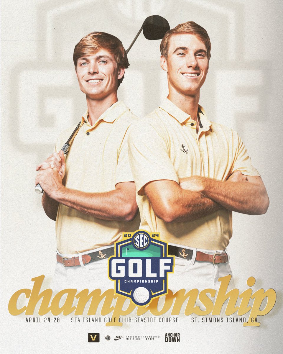 Ready for the 2024 @SEC Men’s Golf Championship The Dores tee off at 7 a.m. CT at Sea Island Golf Club 📊 | results.golfstat.com/public/leaderb… #AnchorDown