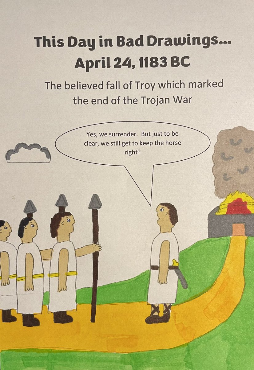 This day in bad drawings, the believed fall of Troy occurred in 1183 BC #history #thisdayinhistory #troy