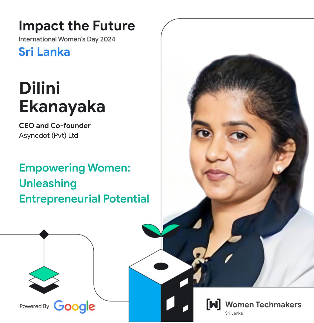 Speaker Reveal! We're thrilled to announce Dilini Ekanayaka, CEO and Co-Founder of Asyncdot (Pvt) Ltd., as a speaker at the Women Techmakers International Women's Day Sri Lanka 2024! Register via: lnkd.in/gfSmsBMu #WomenTechmakersSriLanka #WTMImpactTheFuture #WTMLK