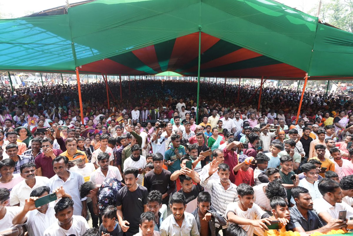 Jhargaon assures support to @BJP4India. Massive turnout braving heat in the rally reflects people's trust on our mission & vision. @SureshBorah1971 #AssamCampaign2024 #AbkiBaar400Paar #PhiraEkBaarModiSarkar