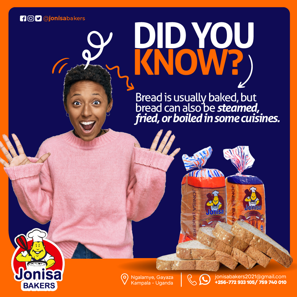 jonisabakers's tweet photo. #DidYouKnow Aside from baking bread, it can also be steamed, fried and even boiled in some cuisines.😉👍 #didyouknowfacts #WisdomWednesday #jonisabakers.
#The360Apartments #ThikaRoad #UNEB #Kabojja #Cera #MoneyHeist #KingPromise #Najjera #Gashumba #LeadBritishSchool https://t.co/ecupZ7QKKK