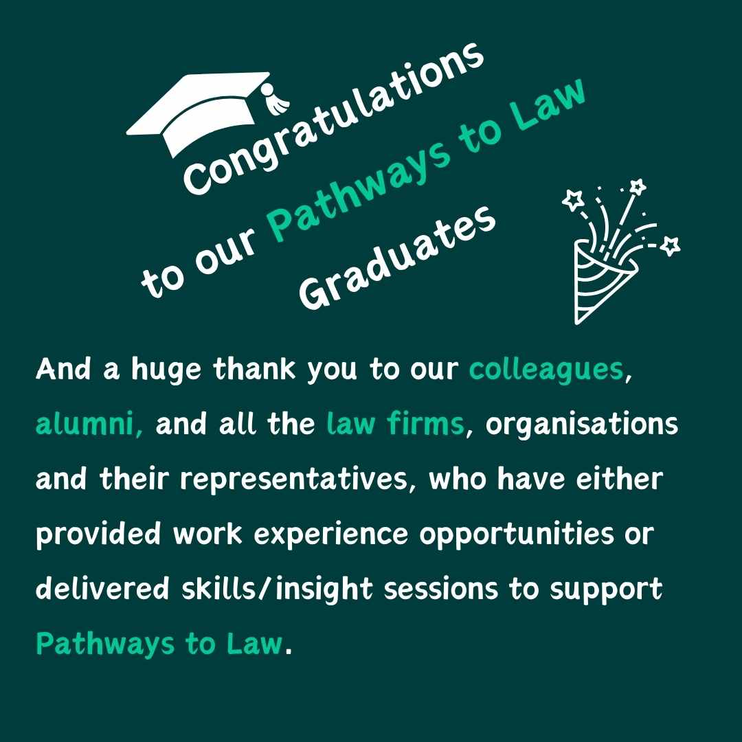 We're recognising the amazing achievements of our 2024 Pathways Graduates🎓🎉🎓
Students have taken part in many activities to widen their knowledge &amp; experience in the world of law, and ultimately to prepare them for their next stage in life: HE, gap year or work.
<a href="/suttontrust/">The Sutton Trust</a>