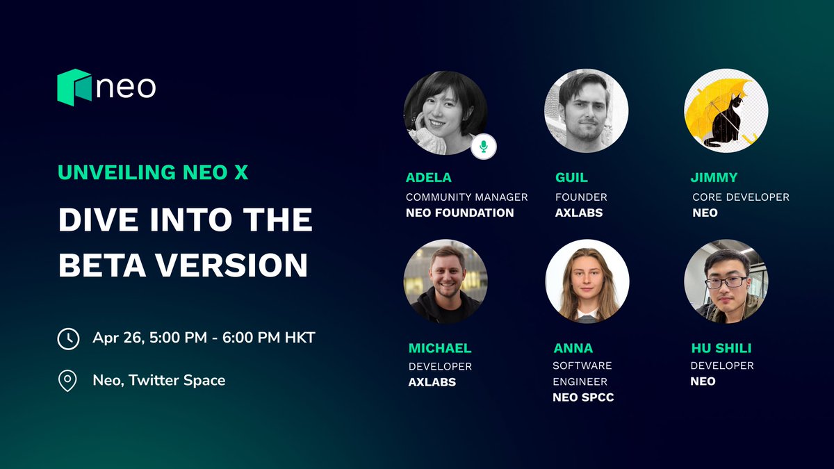 Calling the community! Get ready to the Twitter Space event dedicated to Neo X Beta version. Our developers are eager to share their progress on Neo X TestNet and unveil the roadmap ahead. Mark your calendar: ⏰ 5 - 6 pm Apr 26, HKT 🔗 x.com/i/spaces/1pljq…