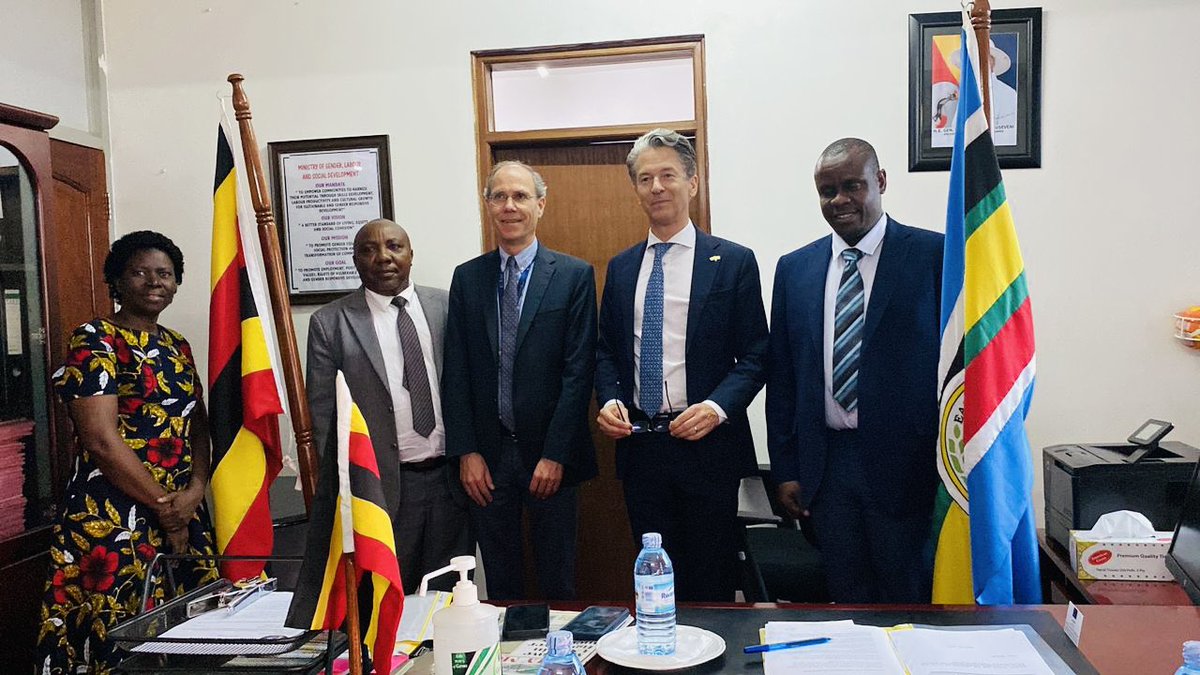 Had a fruitful meeting this afternoon with His Excellency Jan Sadek,the Head of the EU Delegation to Uganda accompanied by Mr Nicolas Gonze . During the meeting I applauded their support to the young people of Uganda through a number of projects such as the Spotlight which is in