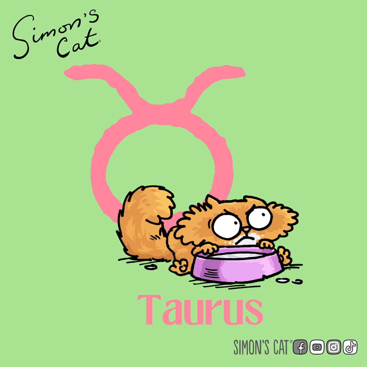 It's #Taurus season ♈ Down to earth, patient and always hungry...just like a Persian kitty. Shop the merch here: simonscatmerch.com/en-gbp/collect…