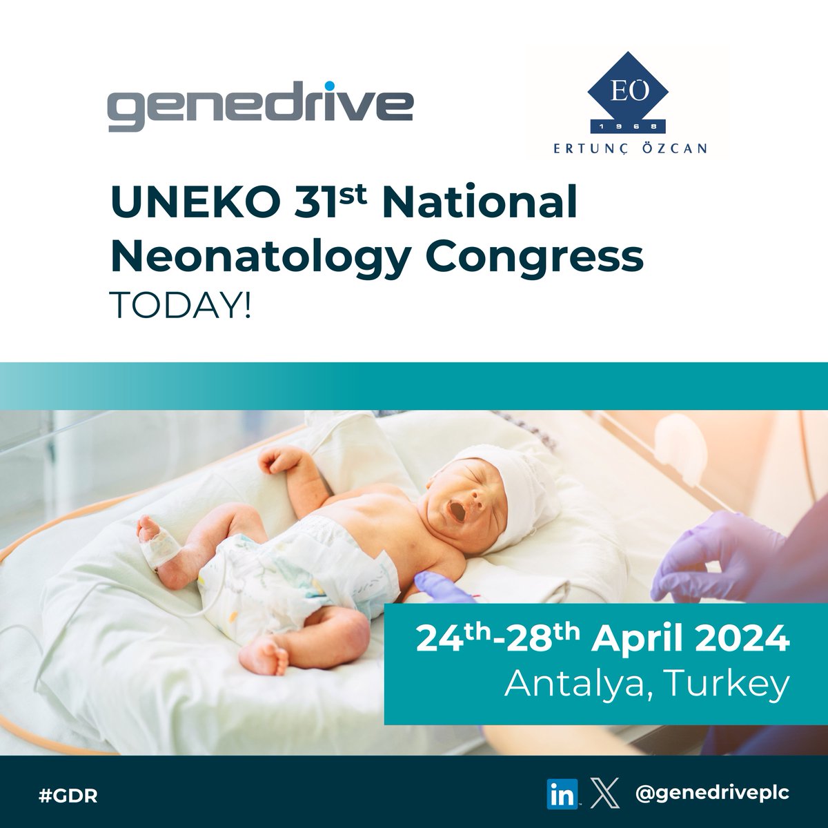 ☀ It's DAY 1 of the 31st UNEKO National Neonatology Congress in Antalya, Turkey!

👋 Catch Andrew Burns on the @ERTUNCOZCAN   stand to learn about the Genedrive MT-RNR1 ID Kit.

#GDR #POCT #pointofcare #diagnostics #medtech  #healthcare  #pharmacogenomics #antibioticresistance