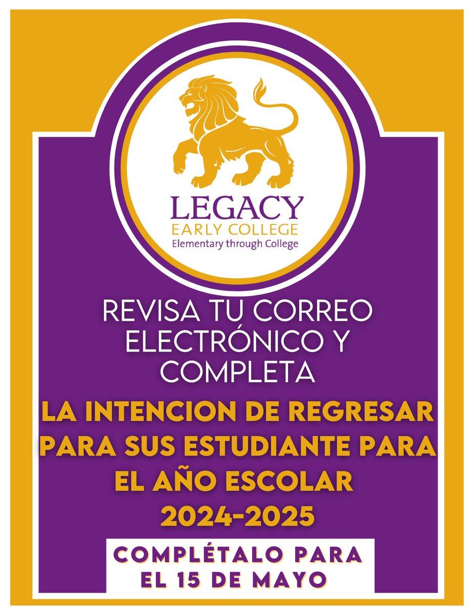 Heads up, parents! Legacy is the hotspot for 2024-2025 schooling. Don't forget to check your email and sign up your scholars before May 15th! Spread the word!  #LegacyEducation #SchoolRegistrationDeadline