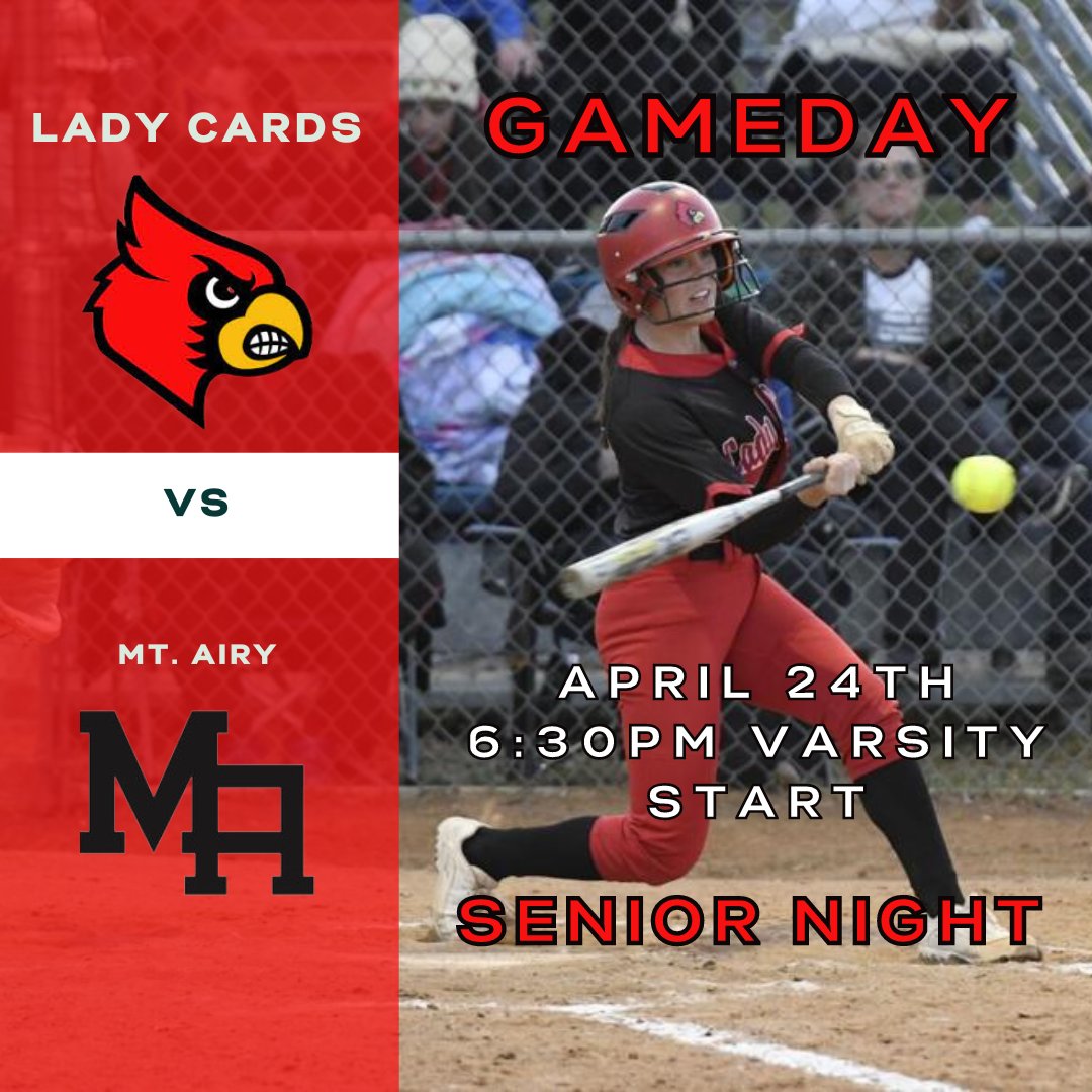 Good luck to @ESH_Softball as they host Mt.Airy tonight at 6:30pm. We will also be recognizing and celebrating Senior Night! Go Cards!