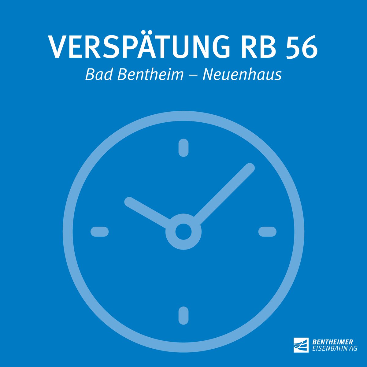 Aufgrund einer Signalstörung verspätet sich auf der Linie RB56 aus Richtung Bad Bentheim ihre Ankunft in Nordhorn und Neuenhaus um circa 15 Minuten.