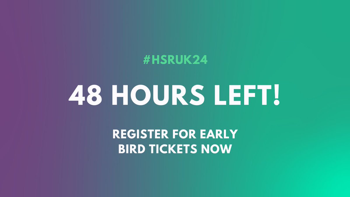 ⏰48 HOURS LEFT ⏰ Our Early Bird offer ends in less than 48 hours, so take advantage before it's too late! Engage with expert policymakers, practitioners, and peers from across the health and care services research sector at #HSRUK24 Register today at hsruk2024.org