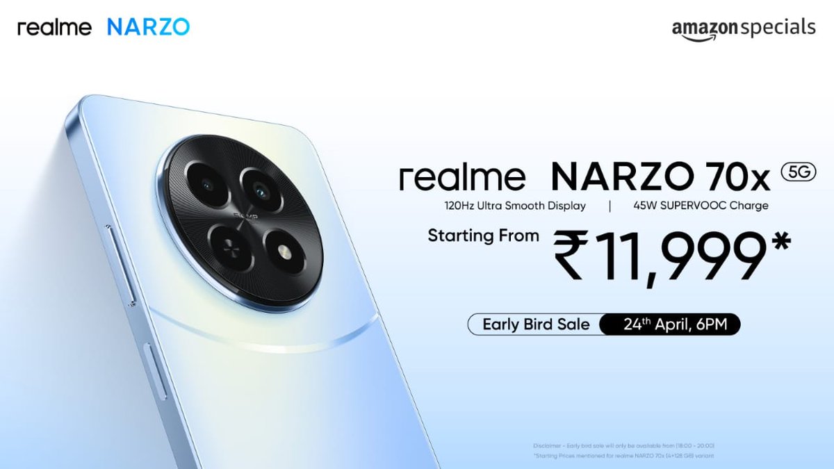 Rinkal78's tweet photo. The Mobilie that people have been waiting for has finally arrived in Amazon
#realmeNARZO70xOnAmazon https://t.co/hTMkOvDcjX