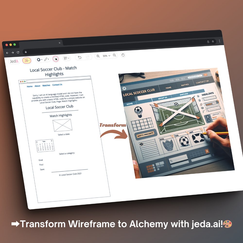 🚀 Embark on a Creative Journey: Redefine Possibilities with Alchemy by Jeda.AI!  

➡️Visit now at jeda.ai/generative-ai-…

#JedaAI #AIAlchemy #AIArt #Analysis #Wireframe #VisualPrompt