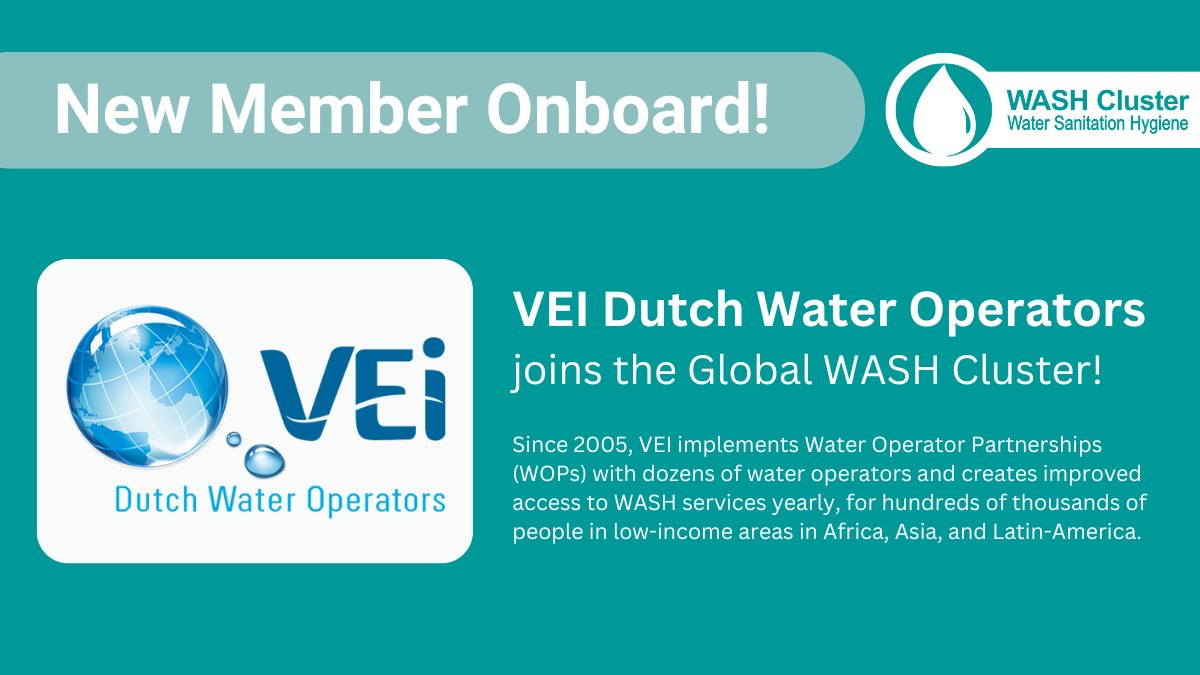 ✨Welcome to the Global WASH Cluster, @VEI_NL✨ We look forward to VEI’s commitment and support of our vision to strengthen effective and accountable coordination for timely, predictable, and high-quality #WASH outcomes. More about VEI 👉 vei.nl/home