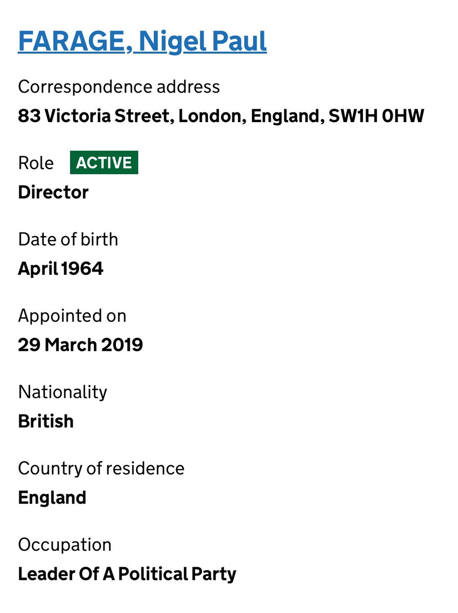 The Companies House register for Reform UK Party Limited shows that Nigel Farage, who Ofcom say can broadcast on GB News during the General Election campaign, is an ‘Active’ Director of the company.. #Ofcom #GBNews