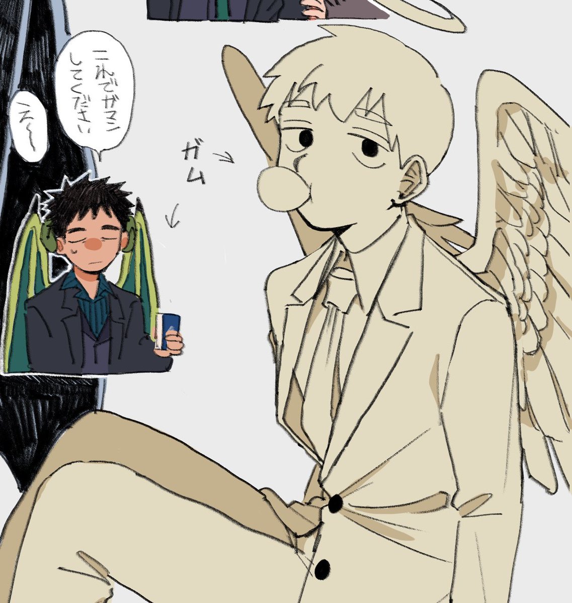 原稿の合間に描いてた芹霊のらくがきです
アニメれ〜れんの色味が天使っぽいなと 