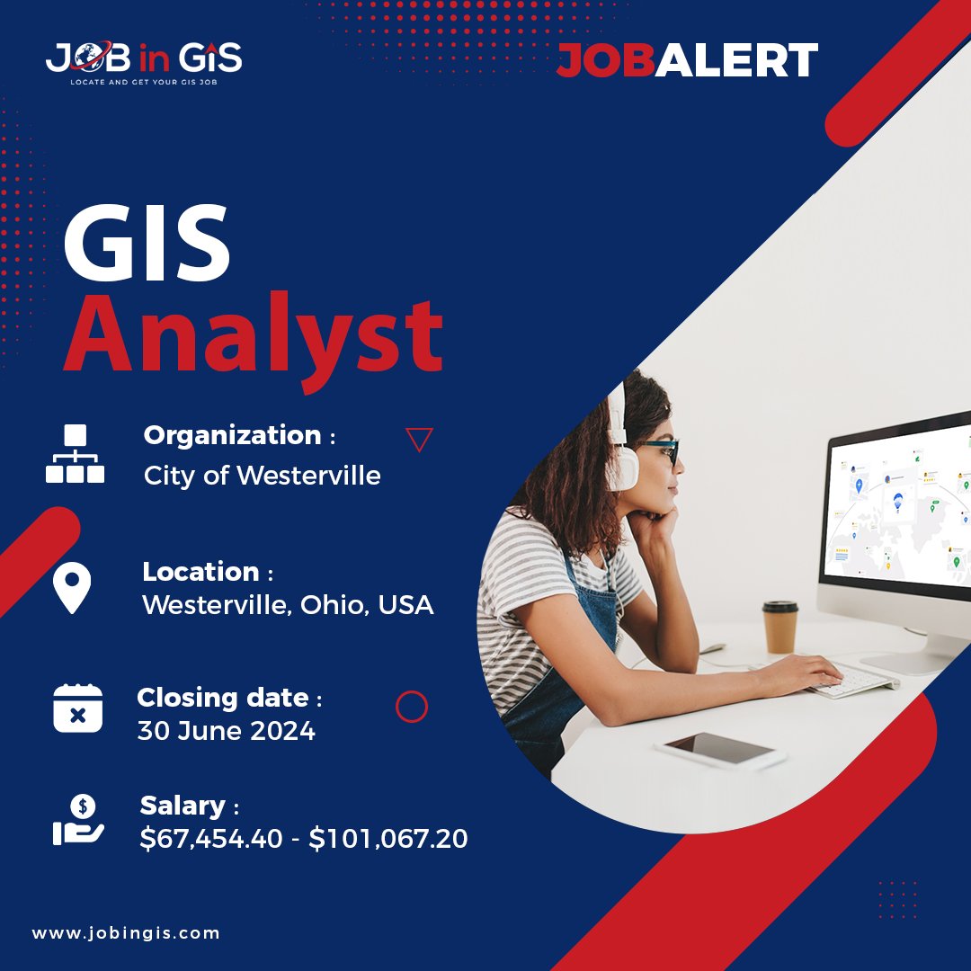 #jobingis : City of Westerville is hiring a GIS Analyst
📍 : #Westerville, #Ohio , #USA
💰 : $67,454.40 - $101,067.20

Apply here 👉 : jobingis.com/jobs/gis-analy…

#Jobs #mapping #GIS #geospatial #remotesensing #gisjobs #Geography #cartography