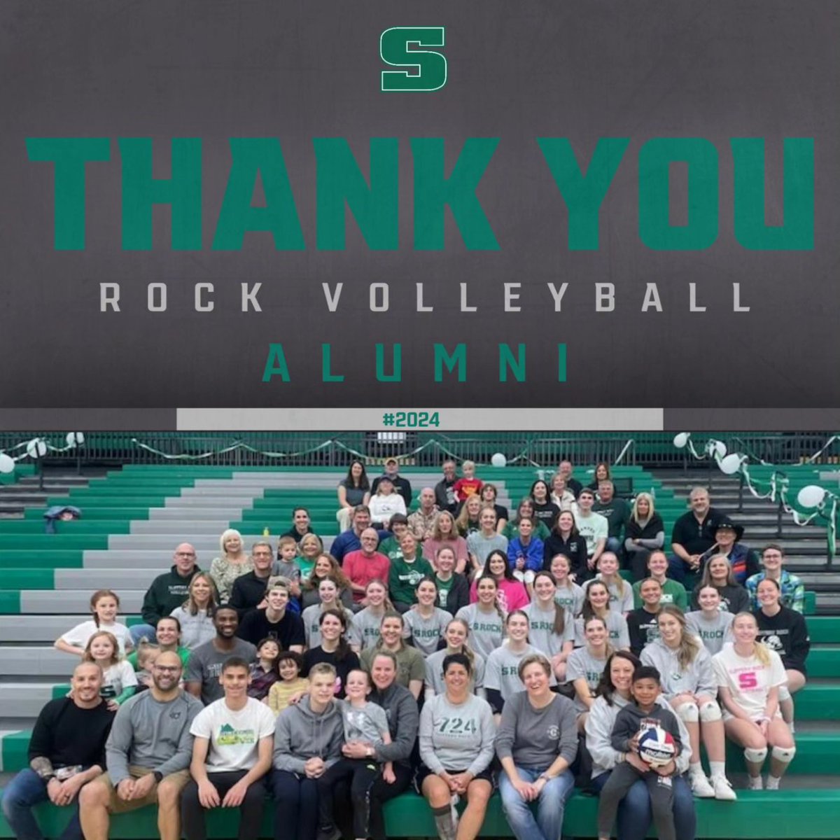 Slippery_RockVB's tweet photo. #RockVBAlumni: THANK YOU SO MUCH for coming to our #RockVB Alumni Reunion! 💚🤍 We had such a a fantastic time! From volleyball to pickleball to spikeball to line dancing... You all bring the fun! 😃 LL and I sincerely thank you for coming &amp; save the date for April 2026! ❤️ https://t.co/q4zzBKEVpW
